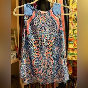 Lilly Pulitzer zeta Blue Sleeveless Silk Tank Top XS